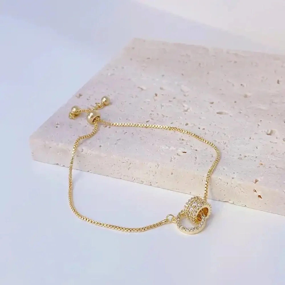 NEW 14K Gold Plated Diamond rings Bracelet - Picture 3 of 7